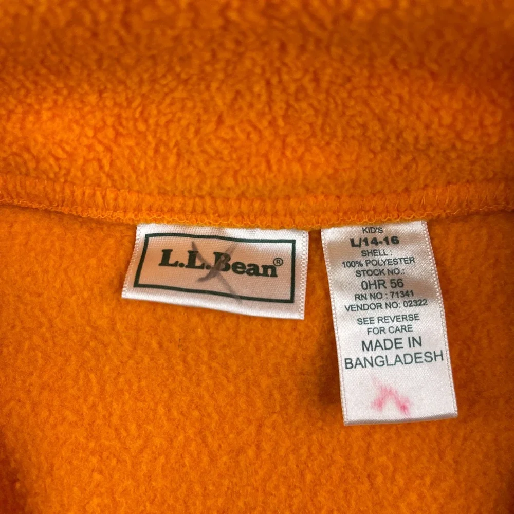 Vintage LL Bean Vest Kids Large Orange Fleece Full Zip Gorpcore Fall Layering
